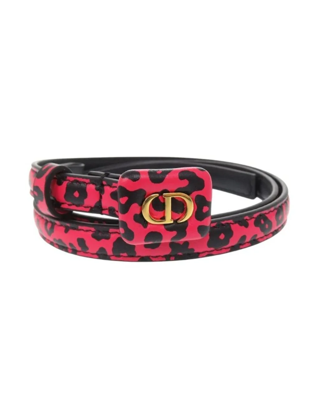 Dior Bobby Leopard Print Belt Leather Fuchsia Pink